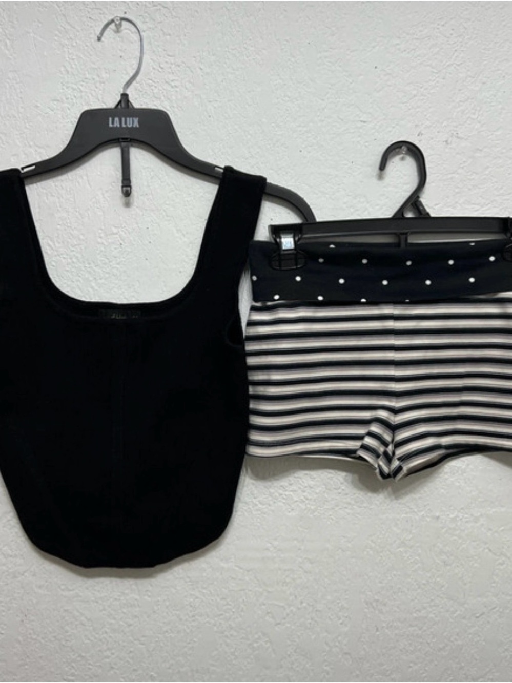 Urban Outfitters Black Tank Top with Black & White Striped Sleep Shorts